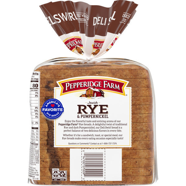 Pain de seigle et pumpernickel en spirale juif de Pepperidge Farm