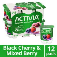 Yogur probiótico Activia de cereza negra y frutos rojos
