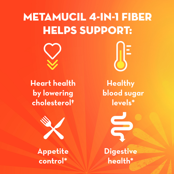 Supplément de fibres quotidien Metamucil - Poudre de psyllium, saveur orange