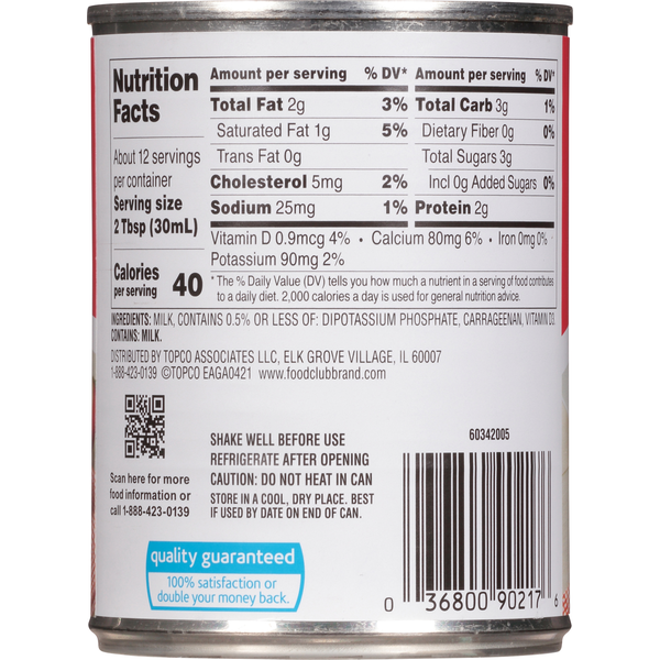 Food Club Evaporated Milk