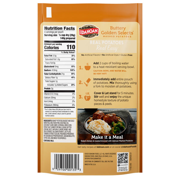 Idahoan® Buttery Golden Selects® Purée de Pommes de Terre
