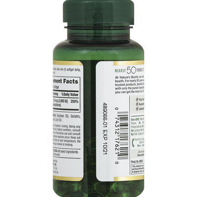 Vitamin D3 de Nature's Bounty, 50 mcg, Cápsulas de Liberación Rápida