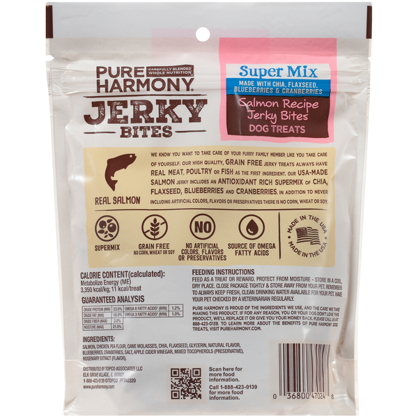 Pure Harmony Receta de Salmón Sin Granos Bocados de Jerky para Perros