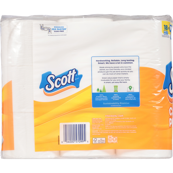 Papier toilette méga rouleaux non parfumé Scott Comfort Plus à une épaisseur
