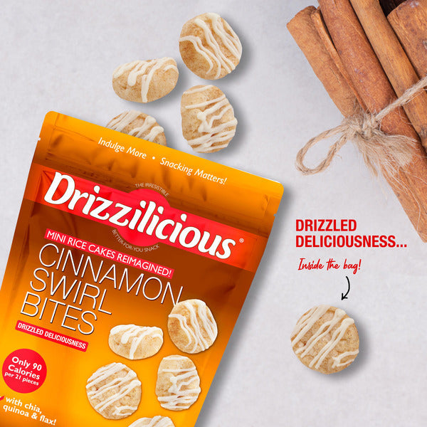 Bocaditos de Mini Tortas de Arroz Drizzilicious, Remolino de Canela