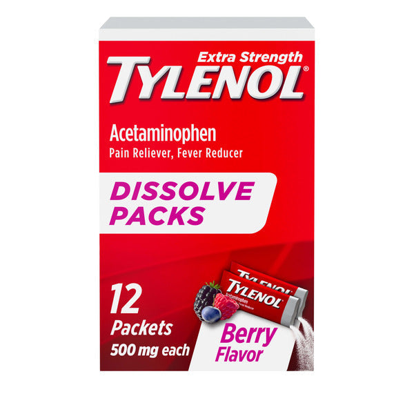 Paquetes disolventes de TYLENOL Extra Strength - Sabor a bayas, 12 ct