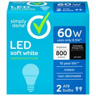 Simply Done LED Light Bulbs, Soft White, 8.5 Watt