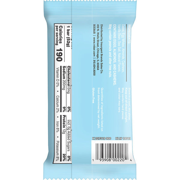 Barra de Proteína Sin Gluten RXBAR - Sabor Almendra Vainilla