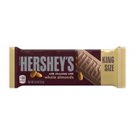 Barra de chocolate con leche Hershey's con almendras enteras tamaño king, 2.6 oz