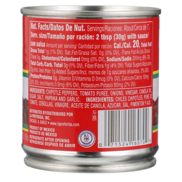 Piments chipotle entiers La Preferida dans une sauce adobo