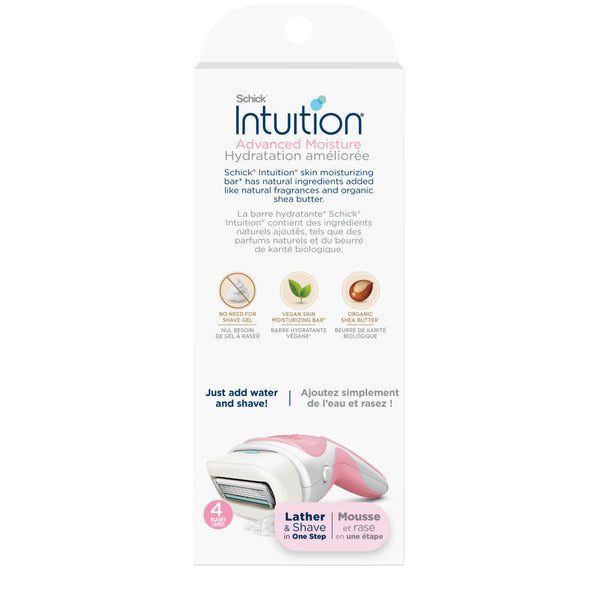 Schick Advanced Moisturizing Women's Razor Handle with 2 Refill Blades