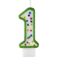 Bougie d'anniversaire verte numéro 1 Wilton