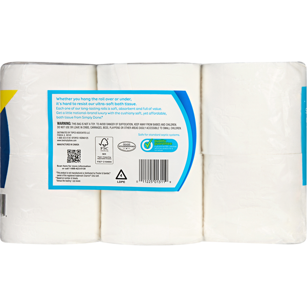Simply Done Ultra-Suave Papel Higiénico Mega Rollos de 2 Capas