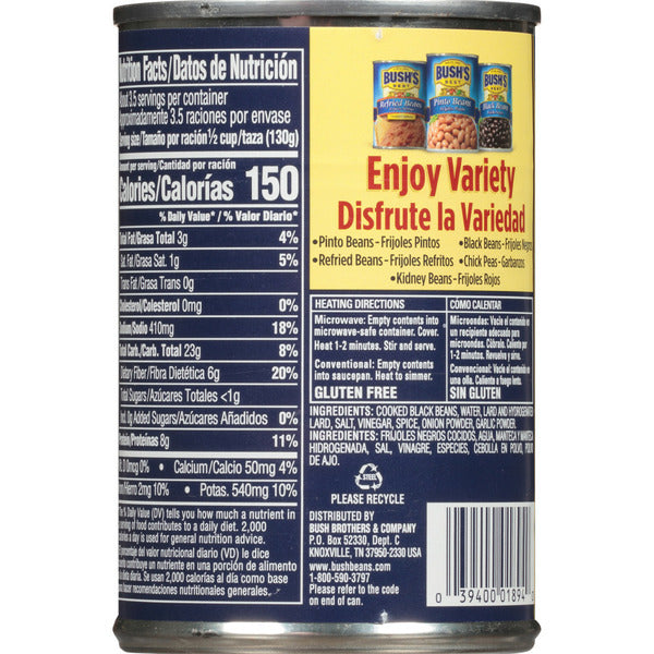 Haricots noirs refrits Bush's Best