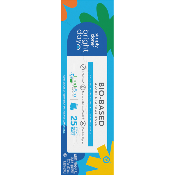 Simply Done Storage Bags - Stand 'N Store, Double Zipper, Bio-Based, Quart