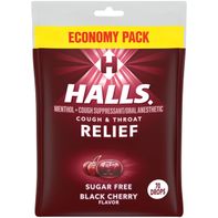 Halls Caramelos para la Tos Sin Azúcar Sabor Cereza Negra - 7.66 oz