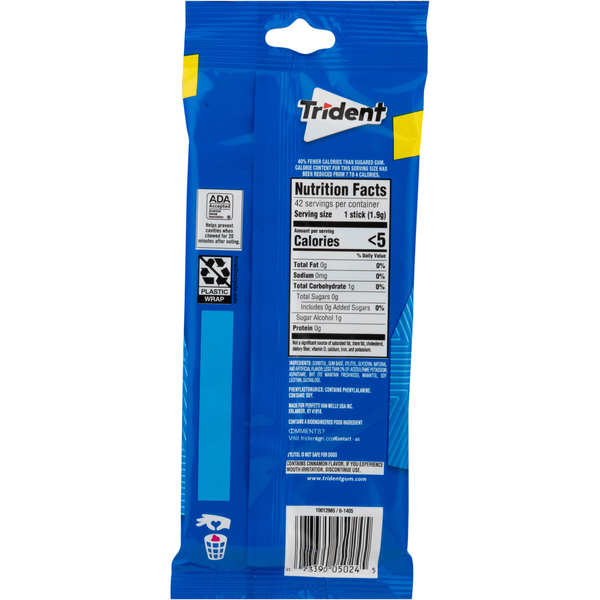 Gomme Trident Sans Sucre Saveur Originale