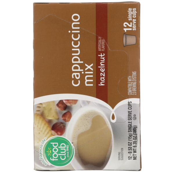 Mezcla de Cappuccino de Avellana Food Club en Tazas de Una Sola Porción