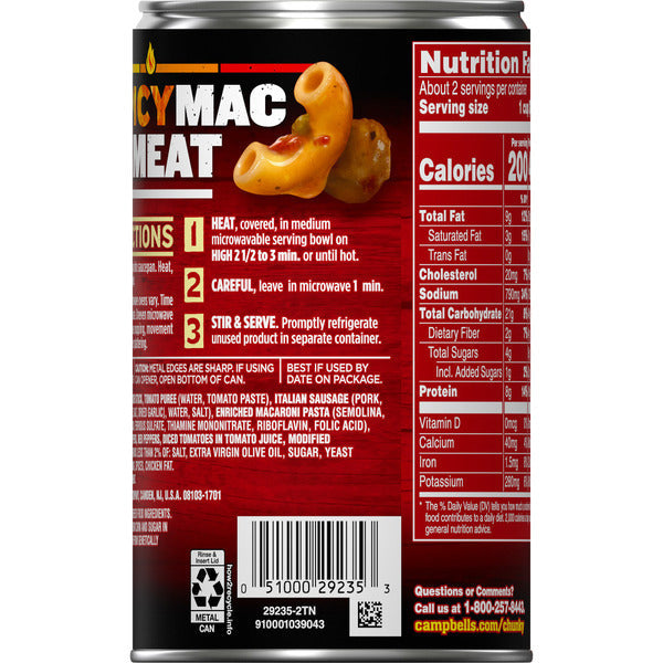 Soupe Campbell's Macaroni Saucisse Épicée