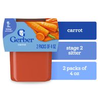 Gerber Stage 2 Carrot Puree Baby Food Tubs