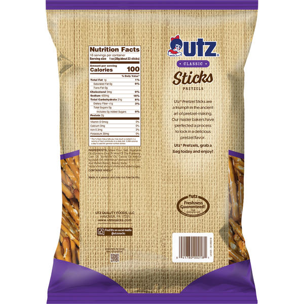 Utz Classic Pretzel Sticks - Delicia Crujiente