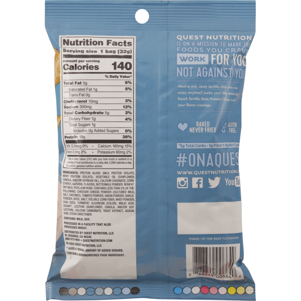 Chips protéinés au goût ranch style tortilla Quest