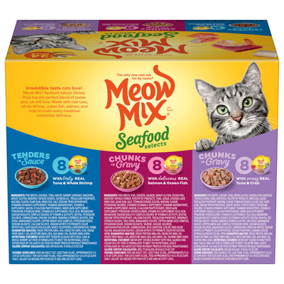 Selecciones de Mariscos Meow Mix, Comida Húmeda para Gatos