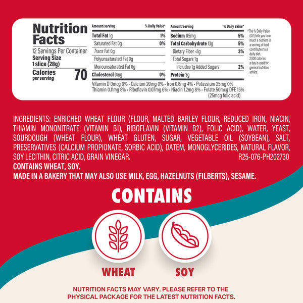 Sara Lee Sourdough Half Loaf Sandwich Bread - 12 oz