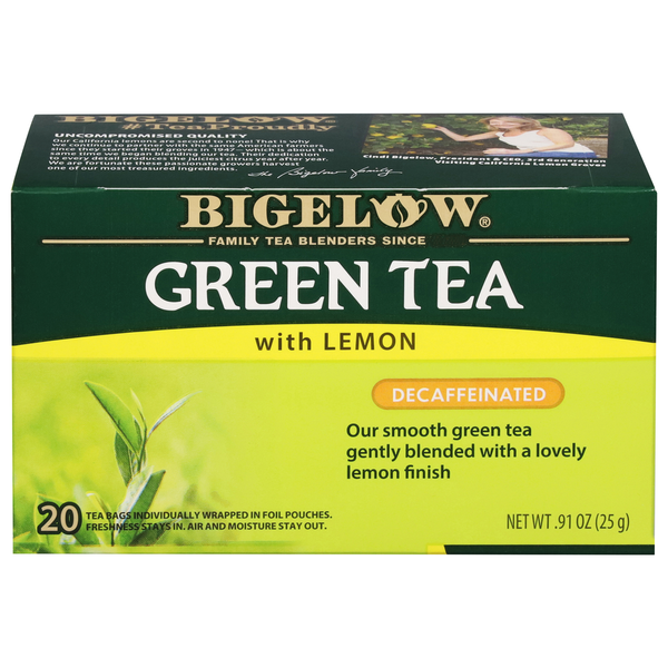 Bigelow Té Verde Descafeinado con Limón - Bolsitas de Té