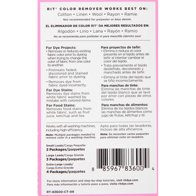 Rit Traitement de Linge et Aide à la Teinture, Détachant de Couleur