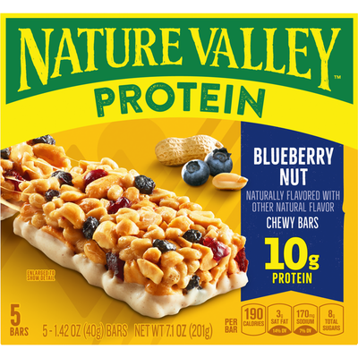 Barras de Granola de Proteína Masticables Nature Valley de Arándano y Nueces