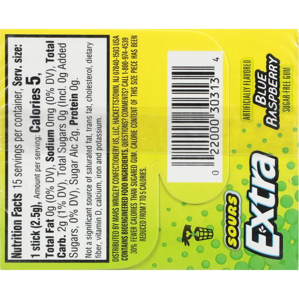 Gomme Extra Sours Bleu Framboise Sans Sucre