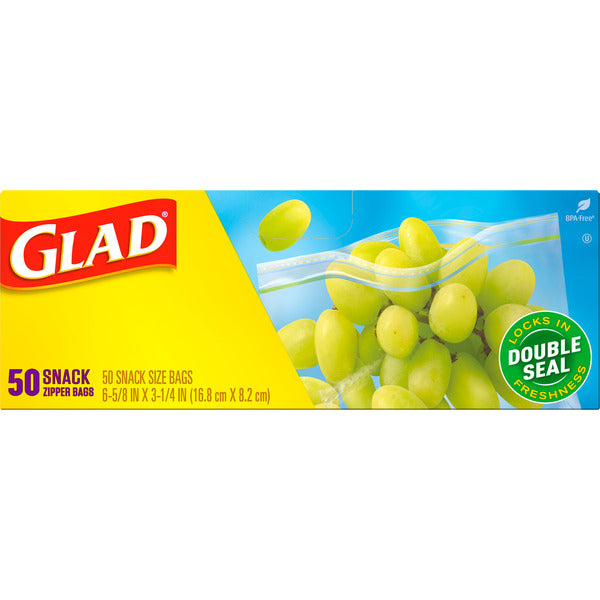 Sacs en plastique de rangement alimentaire Glad avec fermeture éclair - Taille collation