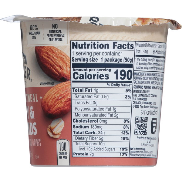 Avoine Instantanée Quaker avec Miel et Amandes