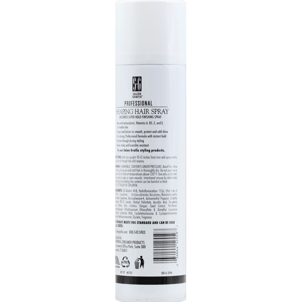 Spray para el cabello de forma profesional Salon Grafix - Sujeción super, sin fragancia