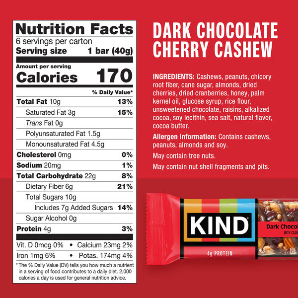 KIND Dark Chocolate Cherry Cashew Bar