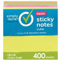 Notes autocollantes en cube néon Simply Done