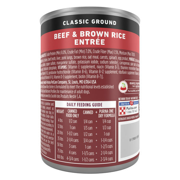 Purina ONE Classic Viande de Boeuf Hachée et Riz Brun pour Chiens