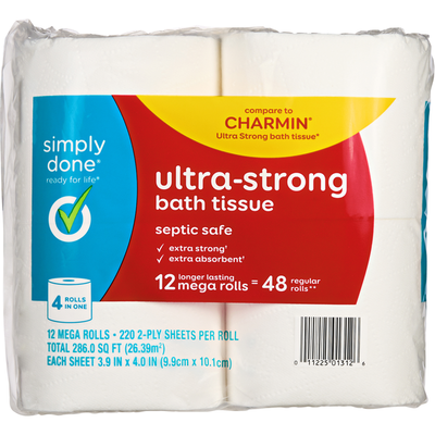 Simply Done Ultra-Fuerte Papel Higiénico Mega Rollos de 2 Capas