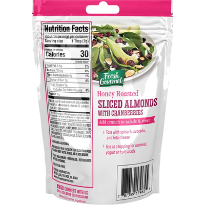 Fresh Gourmet Honey Roasted Almonds with Cranberries