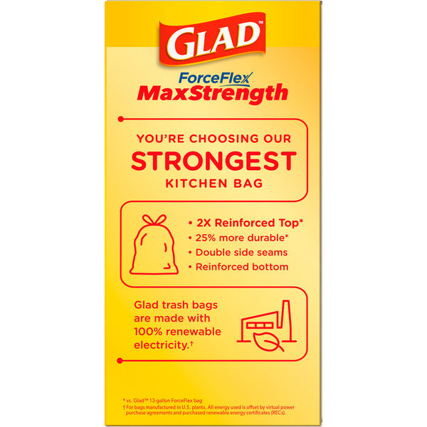 Glad ForceFlex MaxStrength Tall Kitchen Trash Bags, 13 Gallon