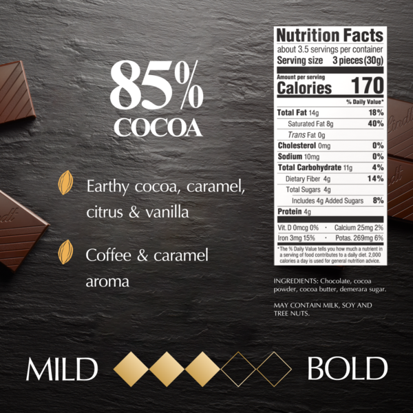 Lindt Excellence 85% Cocoa Dark Chocolate Bar