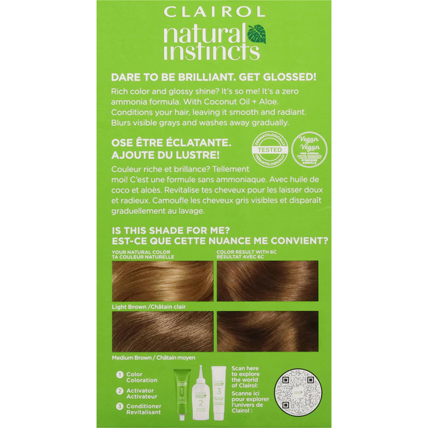 Color de cabello vegano Clairol 6C Brass Free Light Brown