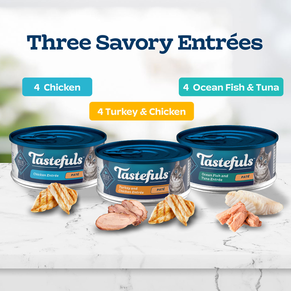 Blue Buffalo Tastefuls Comida Húmeda Natural para Gatos - Pollo y Pescado de Océano