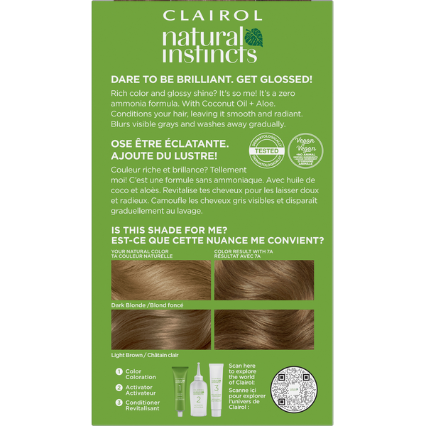 Color de cabello vegano Clairol 7A rubio oscuro frío con aceite de coco