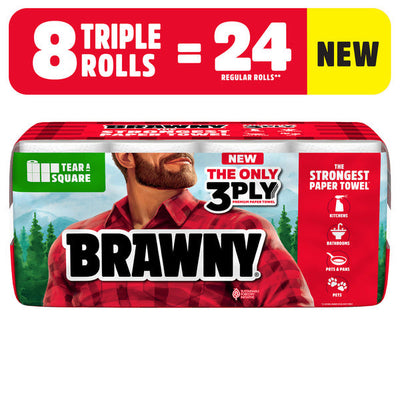 Essuie-tout Brawny Tear-A-Square, 8 rouleaux triples