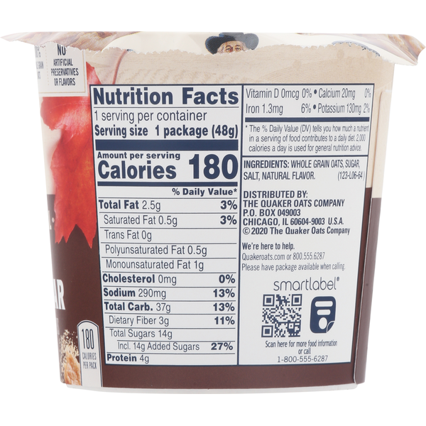 Avena Instantánea Quaker, Sirope de Arce y Azúcar Moreno