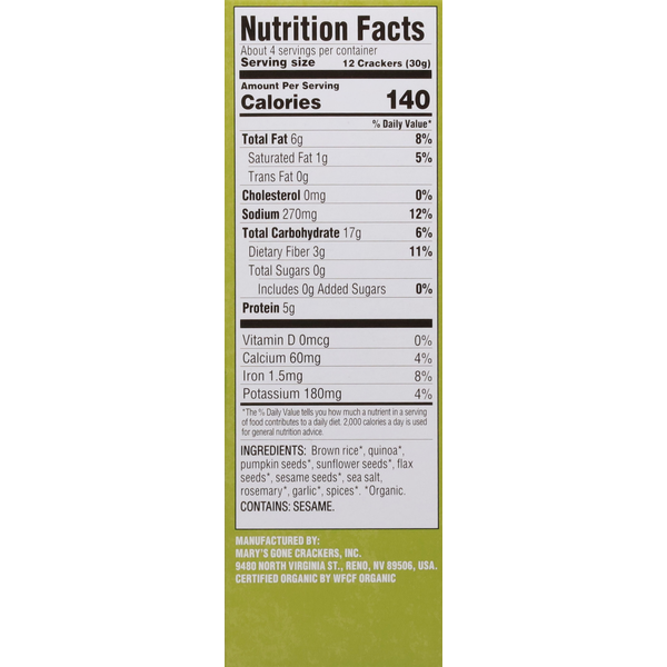 Mary's Gone Crackers Rosemary Super Seed