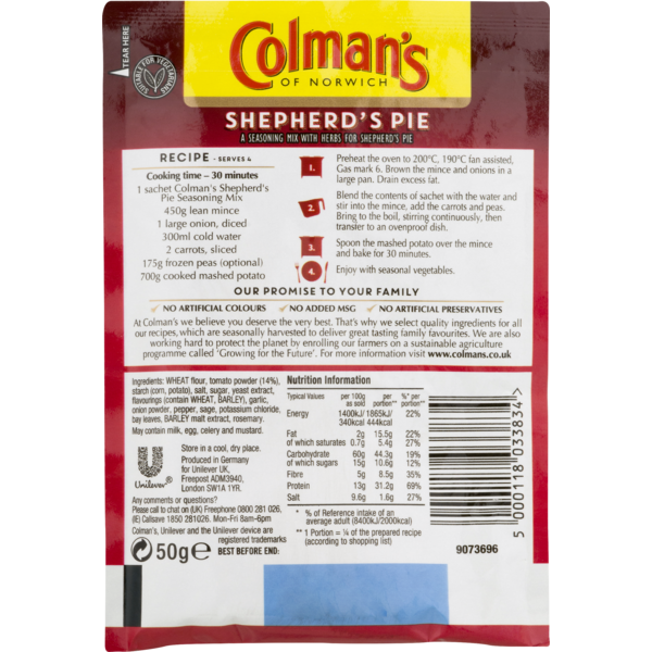 Colman's Of Norwich Shepherd's Pie Family Seasoning Mix