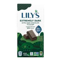 Barre de chocolat extrêmement noir de LILY'S - Sans sucre ajouté, 2,8 oz